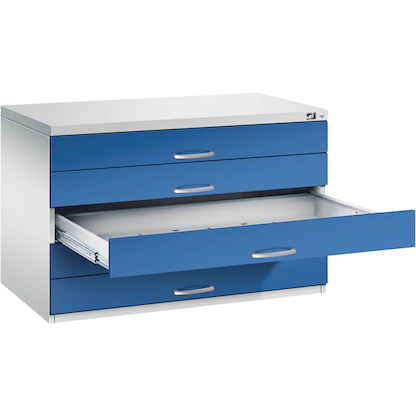 Artikelbild für CP 7100 Planschrank lichtgrau, enzianblau 5 Schubladen 110,0 x 76,5 x 76,0 cm, Artikelnummer 682505
