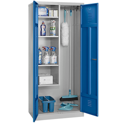 Artikelbild für Gürkan Putzmittelschrank 104528 lichtgrau, enzianblau 80,0 x 50,0 x 180,0 cm, aufgebaut, Artikelnummer 242774