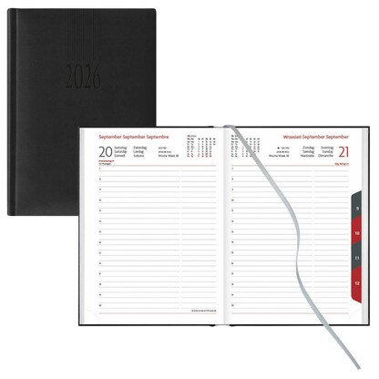 Artikelbild 18 für Lediberg Buchkalender Tagesplaner 2026 schwarz, Artikelnummer 550556