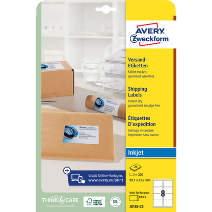 Artikelbild 2 für 200 AVERY Zweckform Versandetiketten J8165-25 weiß 99,1 x 67,7 mm, Artikelnummer 557496