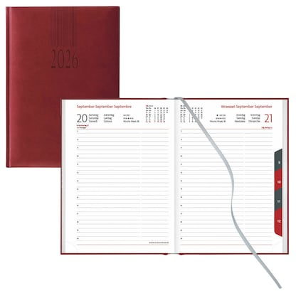 Artikelbild für Lediberg Buchkalender Tagesplaner 2026 rot, Artikelnummer 550941