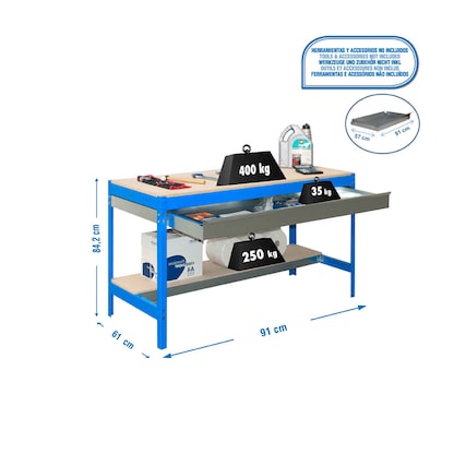 Artikelbild 3 für Simonrack Werkbank KIT SIMONWORK BT0 BOX 900 blau 1 Schublade 90,0 x 61,0 x 84,2 cm, Artikelnummer 742694