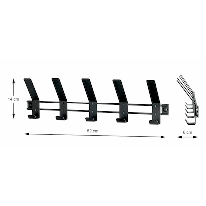 Artikelbild 2 für HAKU Möbel Wandgarderobe 54534 schwarz Metall 5 Haken 52,0 x 14,0 cm, Artikelnummer 340586