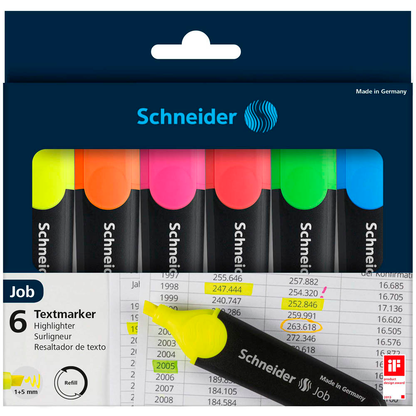 Artikelbild 5 für Schneider Job Textmarker farbsortiert, 6 St., Artikelnummer 317379