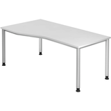 Artikelbild 1 für HAMMERBACHER Orbis höhenverstellbarer Schreibtisch weiß Trapezform, 4-Fuß-Gestell silber 180,0 x 80,0/100,0 cm, Artikelnummer 637658