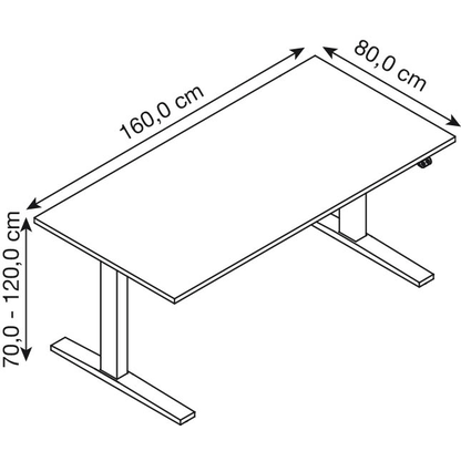 Artikelbild 2 für HAMMERBACHER XMKA16 elektrisch höhenverstellbarer Schreibtisch lichtgrau rechteckig, C-Fuß-Gestell grau 160,0 x 80,0 cm, Artikelnummer 543233