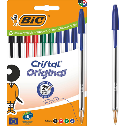 Artikelbild 23 für BIC Kugelschreiber Cristal Original transparent, Schreibfarbe: farbsortiert, 10 St., Artikelnummer 385086