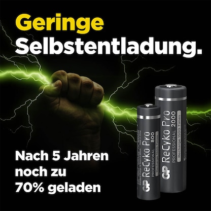 Artikelbild 11 für 4 GP Akkus ReCyko+ PRO Mignon AA 2.000 mAh, Artikelnummer 290223