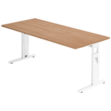 Artikelbild 1 für HAMMERBACHER OS 19 höhenverstellbarer Schreibtisch nussbaum rechteckig, C-Fuß-Gestell weiß 180,0 x 80,0 cm, Artikelnummer 657433