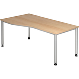 Artikelbild 1 für HAMMERBACHER Orbis höhenverstellbarer Schreibtisch eiche Trapezform, 4-Fuß-Gestell silber 180,0 x 80,0/100,0 cm, Artikelnummer 637665