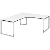 Artikelbild 1 für röhr Imperia höhenverstellbarer Schreibtisch weiß L-Form, Kufen-Gestell silber 180,0 x 80,0/200,0 cm, Artikelnummer 753051