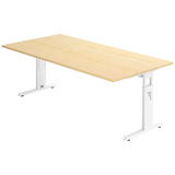 Artikelbild 1 für HAMMERBACHER OS 2E höhenverstellbarer Schreibtisch ahorn rechteckig, C-Fuß-Gestell weiß 200,0 x 100,0 cm, Artikelnummer 657813