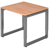 Artikelbild 1 für HAMMERBACHER RS08 höhenverstellbarer Schreibtisch nussbaum rechteckig, Kufen-Gestell grau 80,0 x 80,0 cm, Artikelnummer 865903