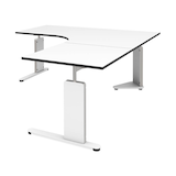 Artikelbild 1 für röhr Imperia höhenverstellbarer Schreibtisch weiß L-Form, C-Fuß-Gestell weiß 180,0 x 80,0/200,0 cm, Artikelnummer 753073