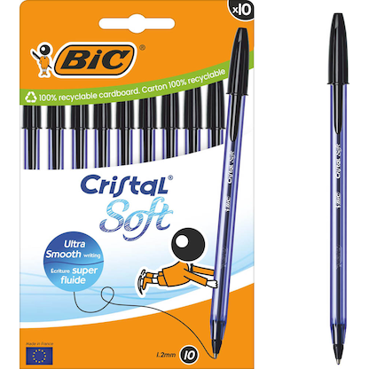 Artikelbild für BIC Kugelschreiber Cristal Soft transparent, Schreibfarbe: schwarz, 10 St., Artikelnummer 385134