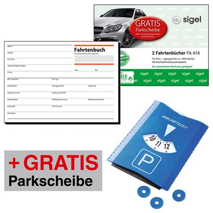 Artikelbild 22 für AKTION: SIGEL Fahrtenbuch, Pkw mit Kraftstoffverbrauch Formularbücher FA614 + GRATIS Parkscheibe, Artikelnummer 473975