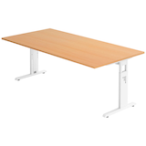 Artikelbild 1 für HAMMERBACHER OS 2E höhenverstellbarer Schreibtisch buche rechteckig, C-Fuß-Gestell weiß 200,0 x 100,0 cm, Artikelnummer 657945