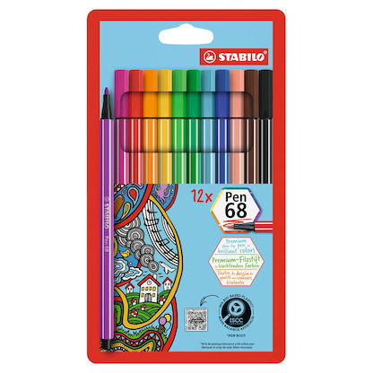 Artikelbild 5 für STABILO Pen 68 Filzstifte farbsortiert, 12 St., Artikelnummer 502862