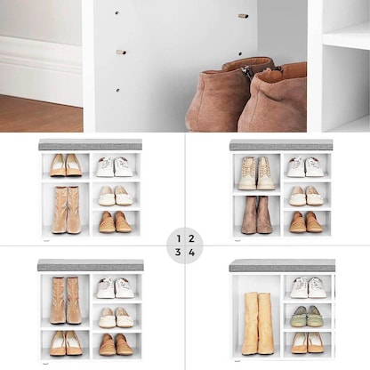 Artikelbild 6 für VASAGLE Schuhbank LHS010W01 weiß, grau Holz 104,0 cm, Artikelnummer 262137