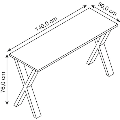 Artikelbild 2 für VCM my office Lona Schreibtisch sonoma-eiche rechteckig, X-Fuß-Gestell silber 140,0 x 50,0 cm, Artikelnummer 973584