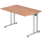 Artikelbild 1 für HAMMERBACHER NS12 Schreibtisch nussbaum rechteckig, C-Fuß-Gestell silber 120,0 x 80,0 cm, Artikelnummer 864335