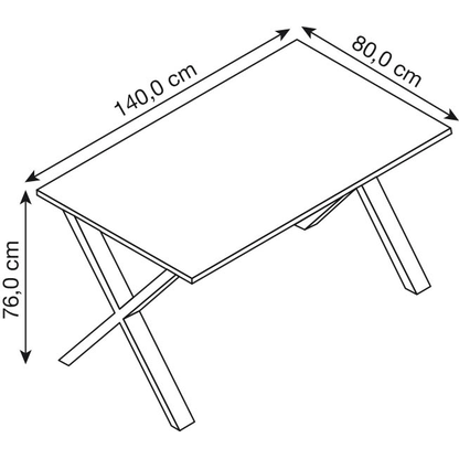 Artikelbild 2 für VCM my office Lona Schreibtisch weiß rechteckig, X-Fuß-Gestell schwarz 140,0 x 80,0 cm, Artikelnummer 906786