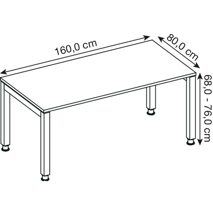 Artikelbild 2 für HAMMERBACHER JS16 höhenverstellbarer Schreibtisch nussbaum rechteckig, 4-Fuß-Gestell silber 160,0 x 80,0 cm, Artikelnummer 864191