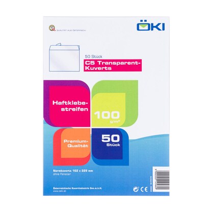 Artikelbild 8 für ÖKI Briefumschläge DIN C5 ohne Fenster transparent haftklebend 50 St., Artikelnummer 972437