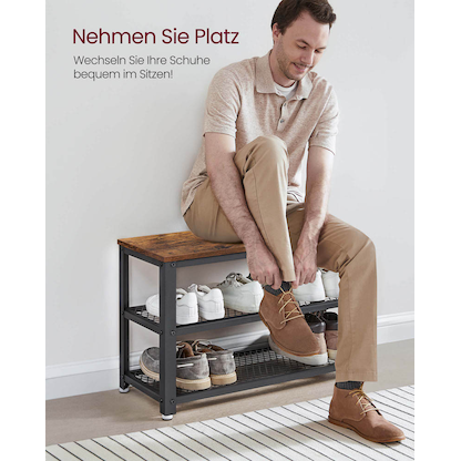Artikelbild 5 für VASAGLE Schuhbank LBS73X braun, schwarz Holz 73,0 cm, Artikelnummer 262929