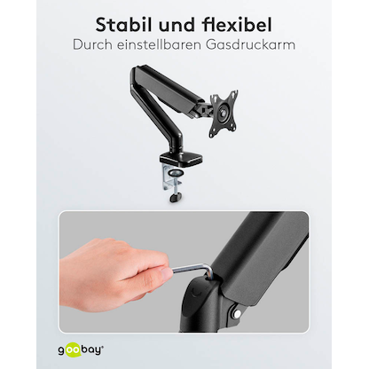 Artikelbild 6 für goobay Monitor-Halterung 58530 schwarz für 1 Monitor, Tischbohrung, Tischklemme, Artikelnummer 557247