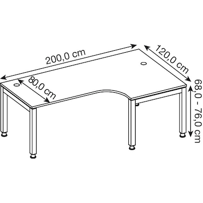 Artikelbild 2 für HAMMERBACHER JS82 höhenverstellbarer Schreibtisch nussbaum L-Form, 5-Fuß-Gestell silber 200,0 x 120,0 cm, Artikelnummer 867036
