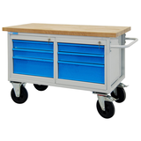 Artikelbild 1 für ADB Werkbank lichtgrau, lichtblau 6 Schubladen 130,0 x 60,0 x 82,7 cm, Artikelnummer 892957