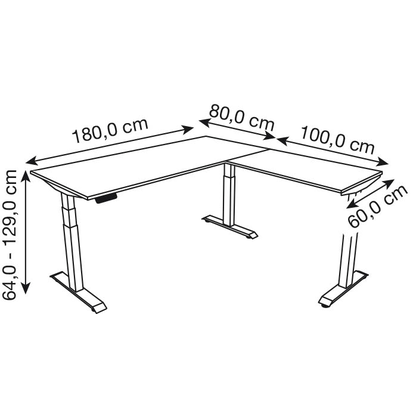 Artikelbild 2 für Kerkmann Move 4 elektrisch höhenverstellbarer Schreibtisch anthrazit rechteckig, T-Fuß-Gestell grau 180,0 x 180,0 cm, Artikelnummer 997852