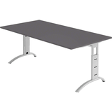 Artikelbild 1 für HAMMERBACHER FS2E höhenverstellbarer Schreibtisch grafit rechteckig, C-Fuß-Gestell silber 200,0 x 100,0 cm, Artikelnummer 378439