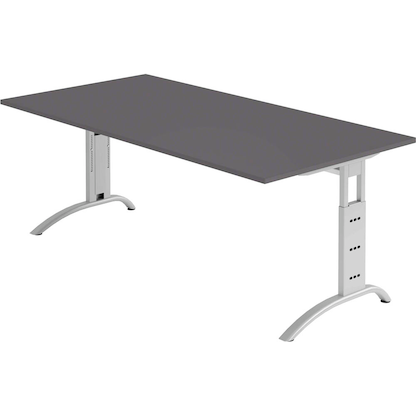 Artikelbild für HAMMERBACHER FS2E höhenverstellbarer Schreibtisch grafit rechteckig, C-Fuß-Gestell silber 200,0 x 100,0 cm, Artikelnummer 378439