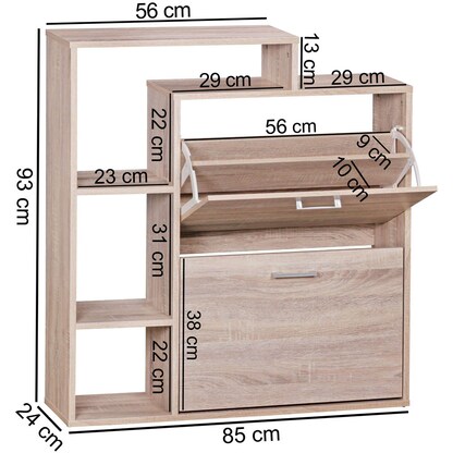Artikelbild 2 für WOHNLING Schuhschrank, WL1.793 sonoma-eiche 4 Fachböden 85,0 x 24,0 x 93,0 cm, Artikelnummer 905634