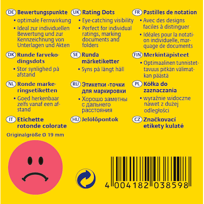 Artikelbild 3 für AVERY Zweckform Bewertungspunkte 3859 Gesicht, rot, 250 Etiketten, Artikelnummer 211621