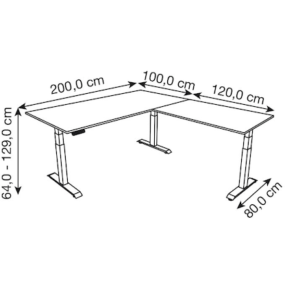 Artikelbild 2 für Kerkmann Move 4 elektrisch höhenverstellbarer Schreibtisch anthrazit rechteckig, T-Fuß-Gestell grau 200,0 x 220,0 cm, Artikelnummer 997888