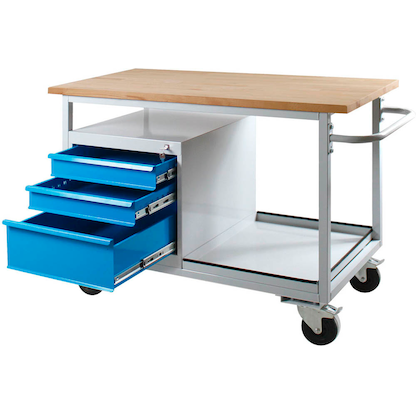 Artikelbild 3 für ADB Werkbank Eko lichtgrau, lichtblau 3 Schubladen 130,0 x 60,0 x 85,0 cm, Artikelnummer 892772