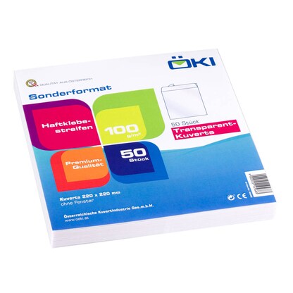 Artikelbild 7 für ÖKI Briefumschläge quadratisch ohne Fenster transparent haftklebend 50 St., Artikelnummer 972483