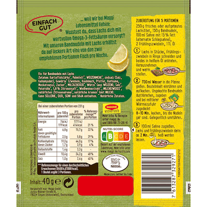 Artikelbild 3 für Maggi® Bandnudeln mit Lachs Sauce 18x 3 Portionen, Artikelnummer 613271