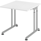 Artikelbild 1 für HAMMERBACHER ZS08 höhenverstellbarer Schreibtisch weiß quadratisch, C-Fuß-Gestell silber 80,0 x 80,0 cm, Artikelnummer 991844