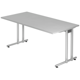 Artikelbild 1 für HAMMERBACHER NS16 Schreibtisch lichtgrau rechteckig, C-Fuß-Gestell silber 160,0 x 80,0 cm, Artikelnummer 865422