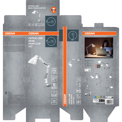 Artikelbild 6 für OSRAM Office Line Desk Pear Clip E27 Schreibtischlampe weiß 11 W mit Tischklemme, Artikelnummer 710149