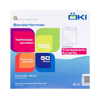Artikelbild 8 für ÖKI Briefumschläge quadratisch ohne Fenster transparent haftklebend 50 St., Artikelnummer 972483