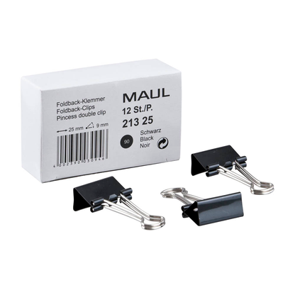 Artikelbild für 12 MAUL Foldbackklammern schwarz 2,5 cm, Artikelnummer 958694