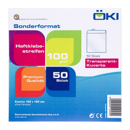 Artikelbild 8 für ÖKI Briefumschläge quadratisch ohne Fenster transparent haftklebend 50 St., Artikelnummer 972614
