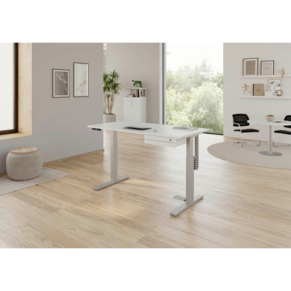 Artikelbild 4 für HAMMERBACHER XMKA19 elektrisch höhenverstellbarer Schreibtisch lichtgrau rechteckig, C-Fuß-Gestell silber 180,0 x 80,0 cm, Artikelnummer 837950