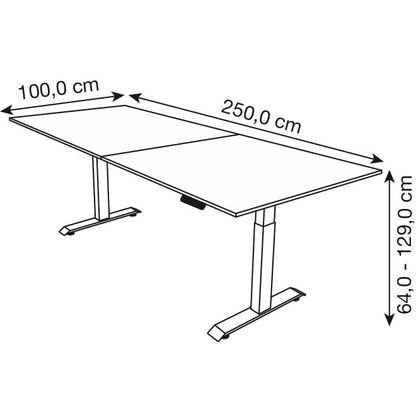 Artikelbild 2 für Kerkmann Move 4 elektrisch höhenverstellbarer Schreibtisch anthrazit rechteckig, T-Fuß-Gestell weiß 250,0 x 100,0 cm, Artikelnummer 998240