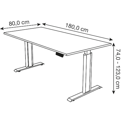 Artikelbild 2 für Kerkmann Move 1 advance elektrisch höhenverstellbarer Schreibtisch anthrazit rechteckig, T-Fuß-Gestell weiß 180,0 x 80,0 cm, Artikelnummer 266009